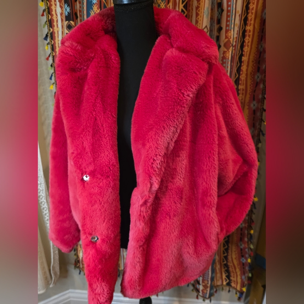Forever 21 Red Faux Fur Jacket